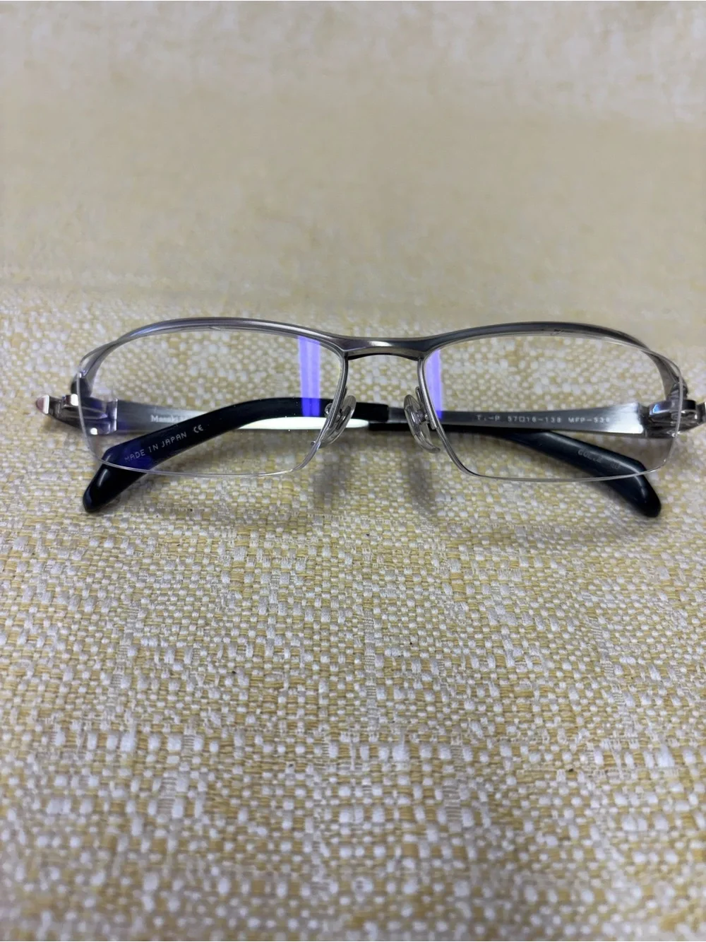 Masaki matsushima Sleek Silver Metal Eyeglass Temples with Engraved Model Code